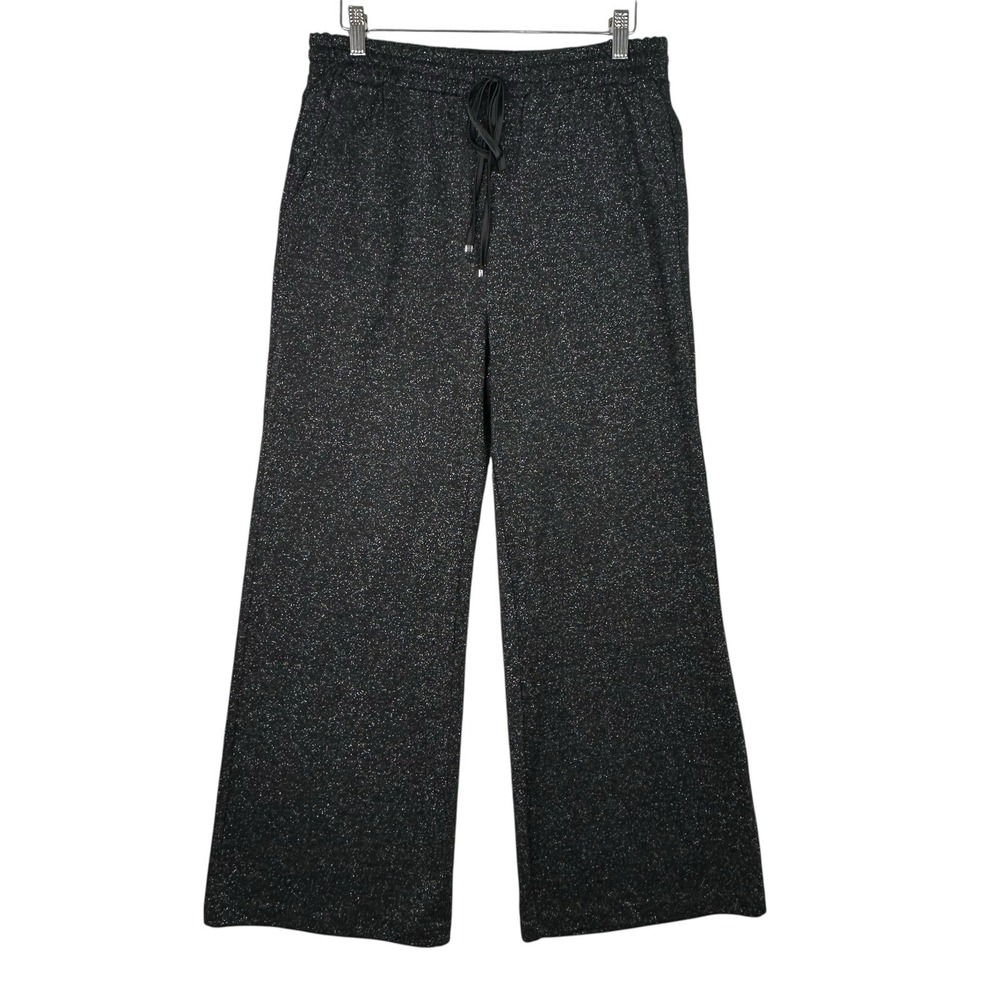 Milly Ramona Metallic French‎ Jersey Pants Black M Drawstring Party Holiday NWT